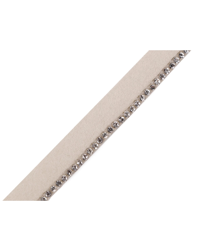 Polyesterová paspulka / kéder so sklenenými kamienkami šírka 10 mm - 1 m | Mimib