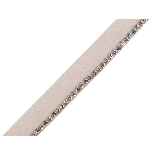 Polyesterová paspulka / kéder so sklenenými kamienkami šírka 10 mm - 1 m | Mimib