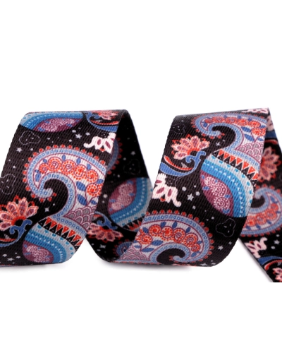 Hladký obojstranný popruh paisley šírka 38 mm - 1 m | Mimib