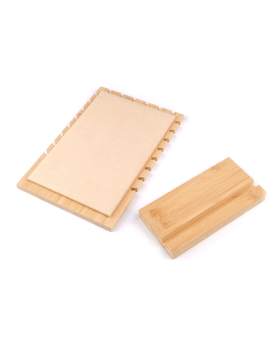 Drevený stojan so semišom na náhrdelníky a retiazky 17x25 cm - 1 ks | Mimib