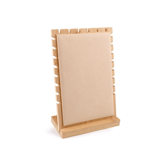 Drevený stojan so semišom na náhrdelníky a retiazky 17x25 cm - 1 ks | Mimib