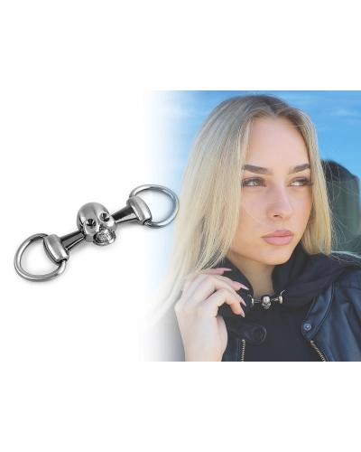 Kovová spona / ozdoba lebka pre motorkárov 22x76 mm - 1 ks | Mimib