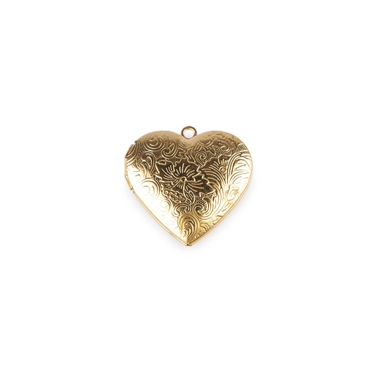 Madailónik roztvárací srdce zdobený Ø29 mm z nerezovej ocele - 1 ks | Mimib