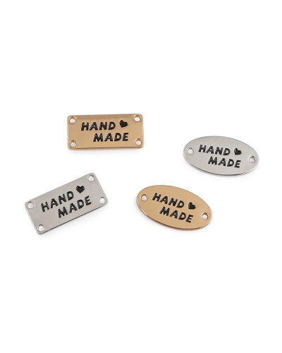 Kovový štítok na našitie Handmade - 1 ks | Mimib