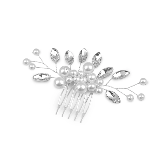 Hrebeň do vlasov s brúsenými kamienkami a perlami hand made - 1 ks | Mimib