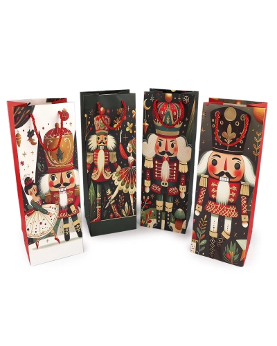 Vianočná darčeková taška na fľašu luskáčik 12x35 cm - 1 ks | Mimib