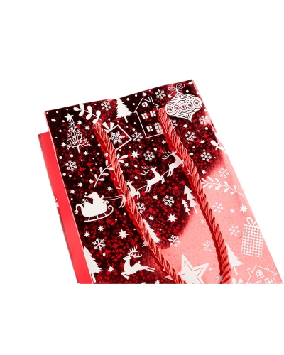 Vianočná darčeková taška na fľašu 12x35 cm - 1 ks | Mimib