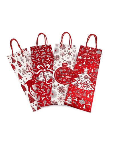 Vianočná darčeková taška na fľašu 12x35 cm - 1 ks | Mimib