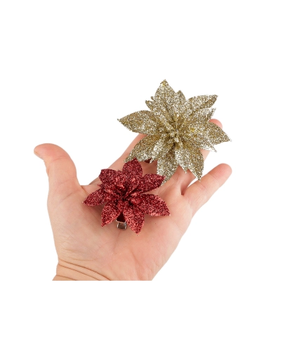 Vianočná hviezda s glitrami a klipom Ø6, 8 cm - 6 ks | Mimib