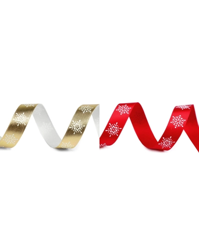 Vianočná stuha metalická vločky šírka 16 mm - 3 m | Mimib