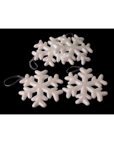 Snehová vločka s glitrami polystyrén Ø10 cm na zavesenie - 1 krab. | Mimib