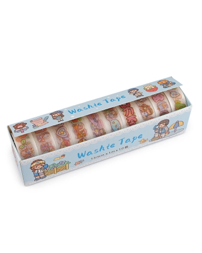 Washi ozdobná lepiaca páska detské motívy sada - 1 krab. | Mimib