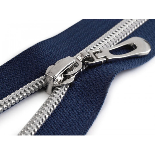 Špirálový zips so striebornými zúbkami šírka 7 mm dĺžka 55 cm | Mimib