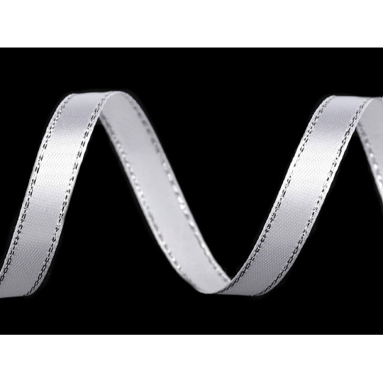 Atlasová stuha s lurexom šírka 10 mm vianočná | Mimib