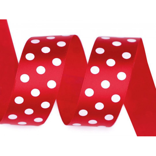 Saténová stuha s bodkami šírka 25 mm | Mimib