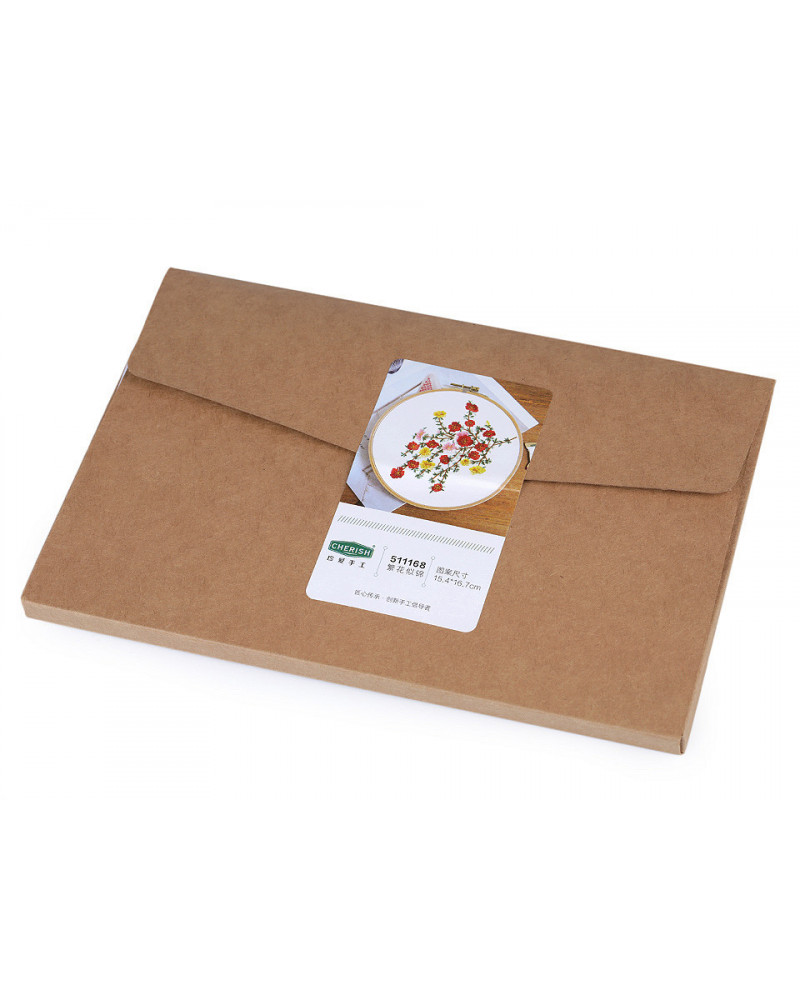 Darčeková sada na vyšívanie s predtlačeným motívom kytice | Mimib