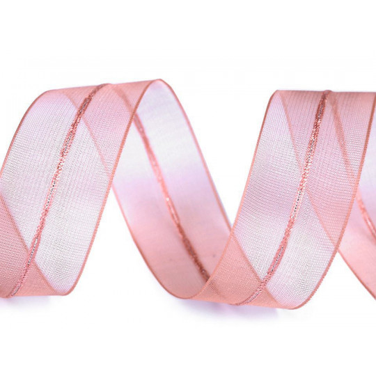 Monofilová sťahovacia stuha s lurexom šírka 26 mm vianočná | Mimib