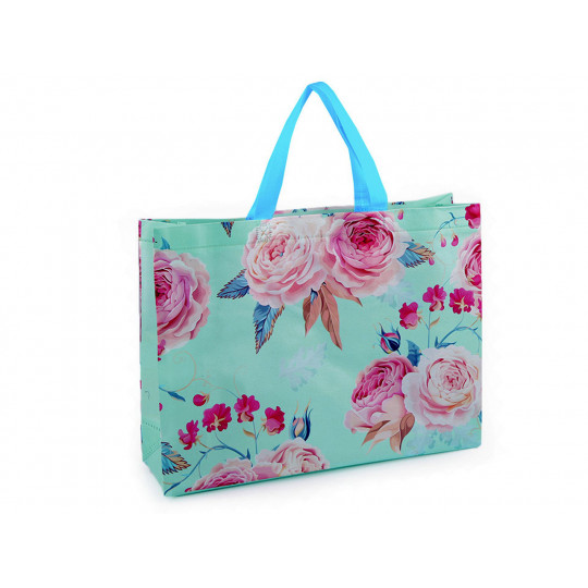 Nákupná taška s kvetmi ruže, veľká 32x42 cm umývateľná | Mimib