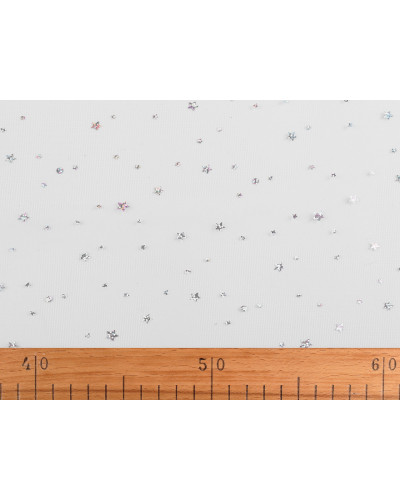 Odevný / dekoračný tyl s hviezdičkami s hologramom | Mimib