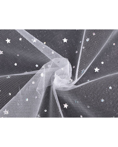 Odevný / dekoračný tyl s hviezdičkami s hologramom | Mimib
