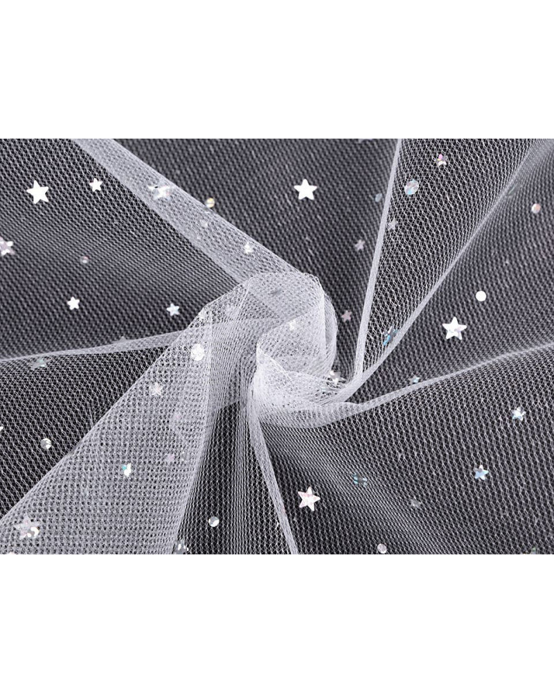 Odevný / dekoračný tyl s hviezdičkami s hologramom | Mimib
