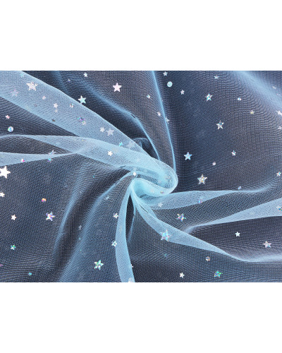 Odevný / dekoračný tyl s hviezdičkami s hologramom | Mimib