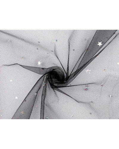 Odevný / dekoračný tyl s hviezdičkami s hologramom | Mimib