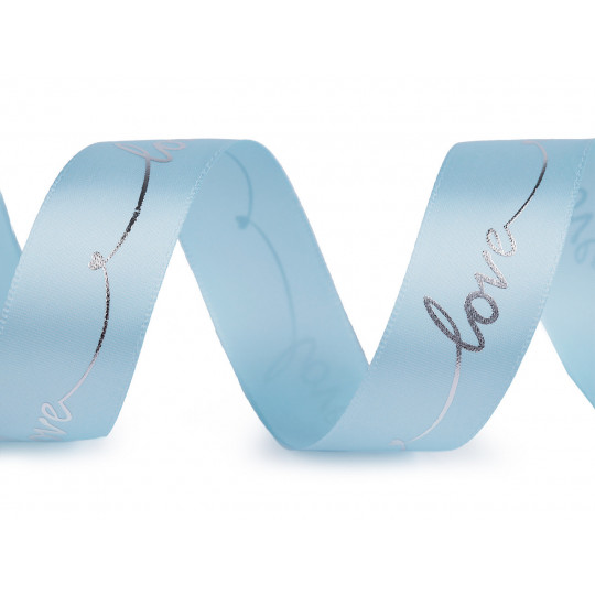 Saténová stuha s metalickou potlačou Love šírka 26 mm | Mimib