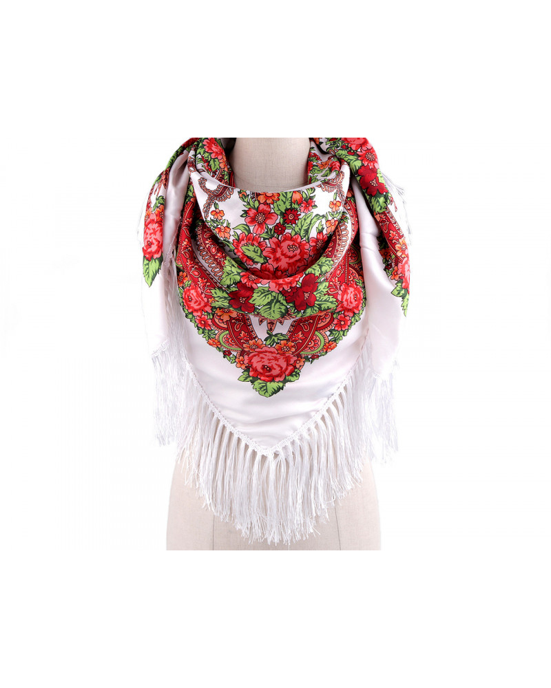 Šatka folklór kvety so strapcami 105x105 cm | Mimib