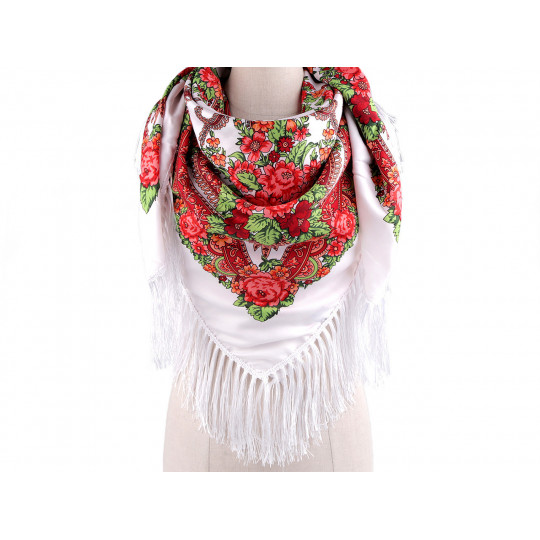 Šatka folklór kvety so strapcami 105x105 cm | Mimib