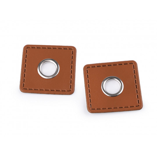 Priechodka s koženkovým štvorčekom na našitie, prievlak 10 mm | Mimib