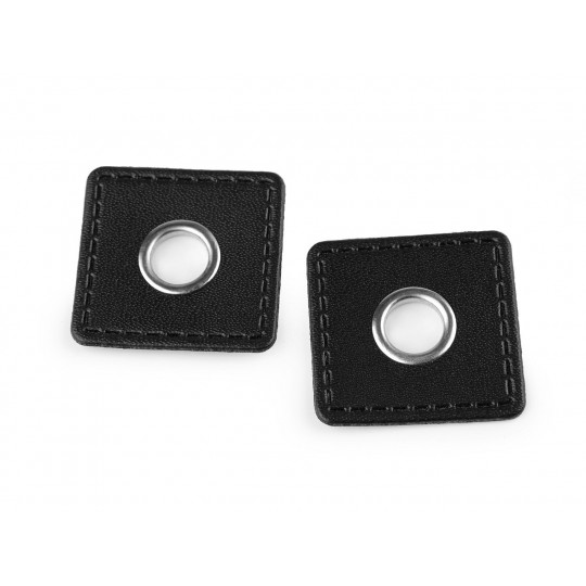 Priechodka s koženkovým štvorčekom na našitie, prievlak 10 mm | Mimib