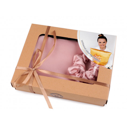 Súprava na spanie, saténová obliečka na vankúš a gumička | Mimib