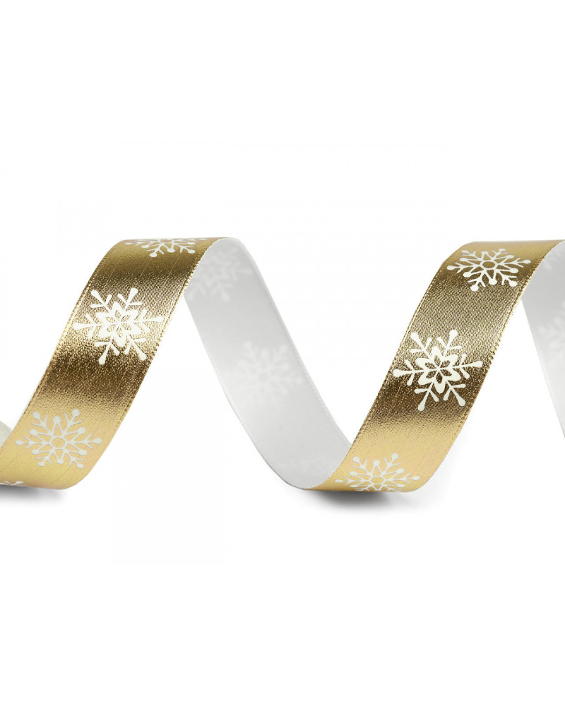 Vianočná stuha metalická vločky šírka 16 mm | Mimib