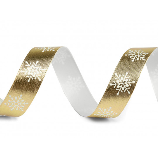 Vianočná stuha metalická vločky šírka 16 mm | Mimib