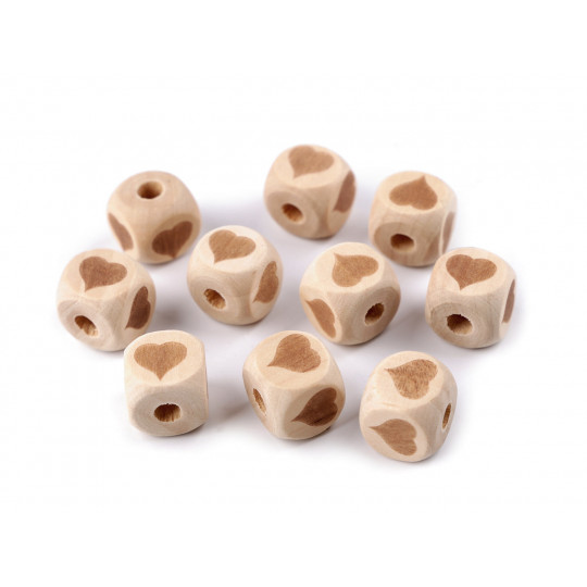 Drevené korálky kocka slon, srdce, hviezda 14x14 mm | Mimib