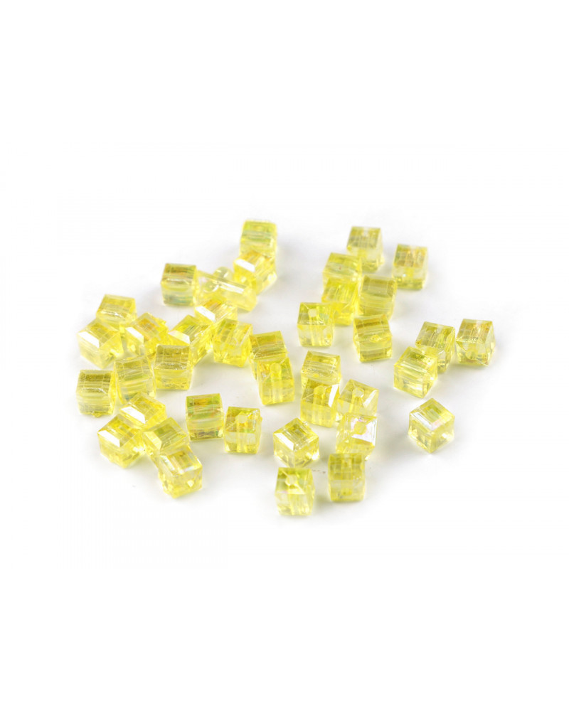 Plastové korálky s AB efektom kocka 6x6 mm | Mimib