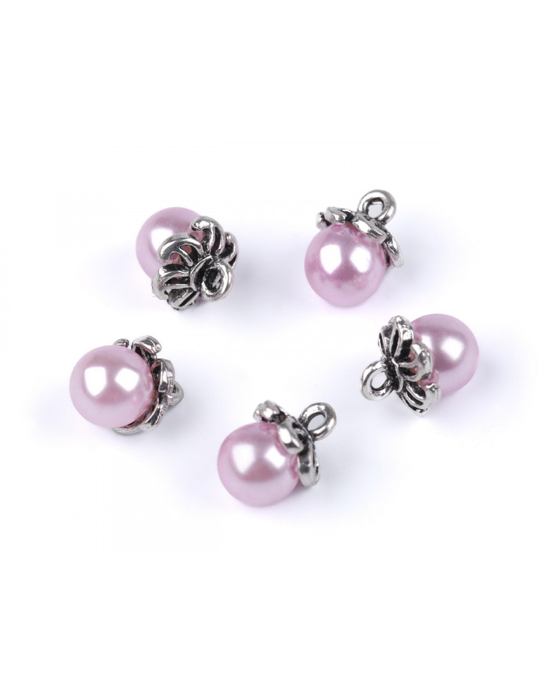 Gombík s kaplíkom / prívesok perla Ø9 mm | Mimib