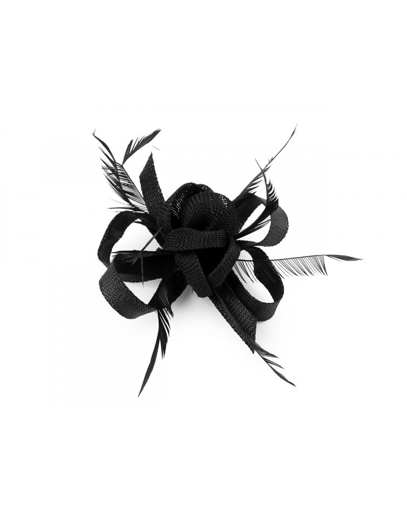 Brošňa / ozdoba do vlasov kvet s perím | Mimib