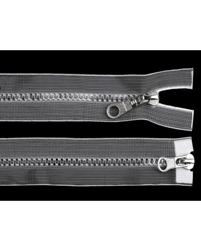 Zips kostený 5 mm deliteľný 2 jazdce / dvojcestný 60 cm transparentný | Mimib