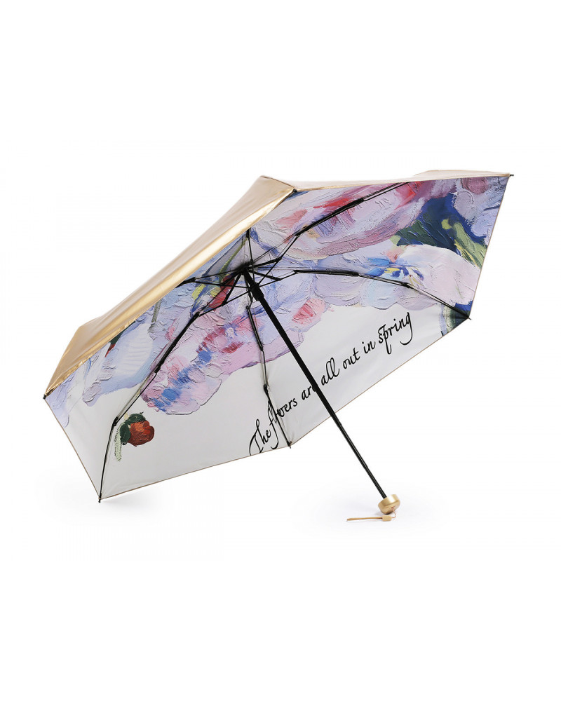 Dámsky mini skladací dáždnik metalický, vo vnútri zdobený | Mimib