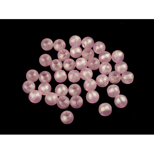 Plastové koráliky perleťový AB frost efekt Ø8 mm | Mimib