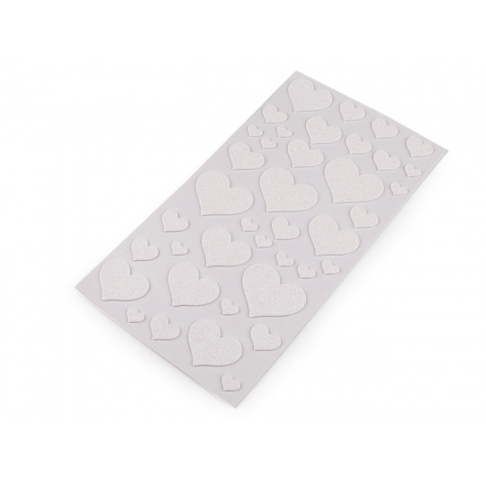 Samolepiaca penová guma Moosgummi srdce s glitrami - mix veľkostí | Mimib