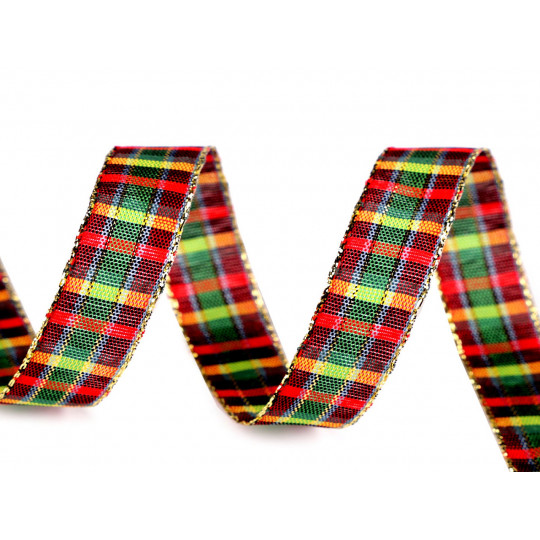 Károvaná stuha s lurexom šírka 15 mm | Mimib