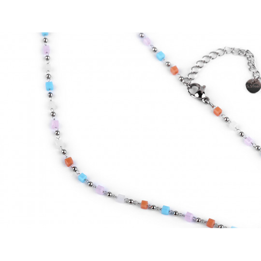 Náhrdelník z nerezovej ocele so sklenenými korálkami | Mimib