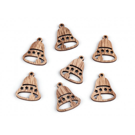 Drevená vločka, hviezda, zvonček - 10 ks | Mimib