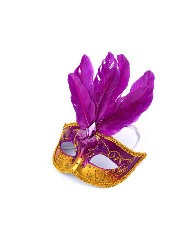 Karnevalová maska GLITRY s perím - 1 ks | Mimib