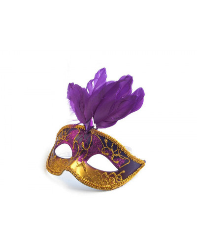 Karnevalová maska GLITRY s perím - 1 ks | Mimib