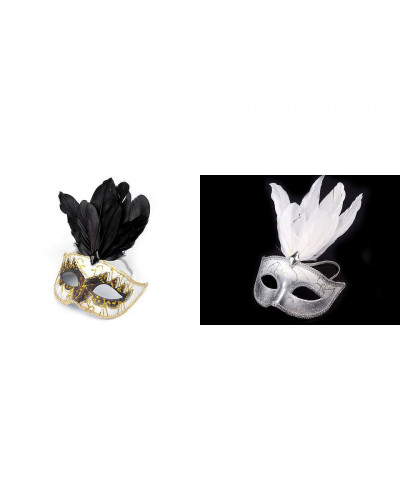 Karnevalová maska GLITRY s perím - 1 ks | Mimib