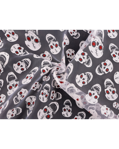 Organza Halloween / lebky s glitrami - 1 m | Mimib